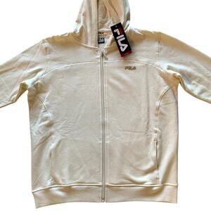 Women's Fila Cream/Ivory Zip Front Hoodie XL NWT